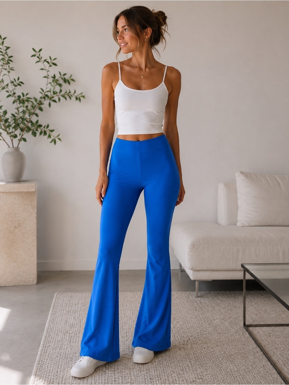Zara Vibrant Electric Blue Stretch Flare Pants Size S Y2K Minimalist Retro
